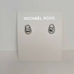 Michael Kors Silver Lock Stud Earrings